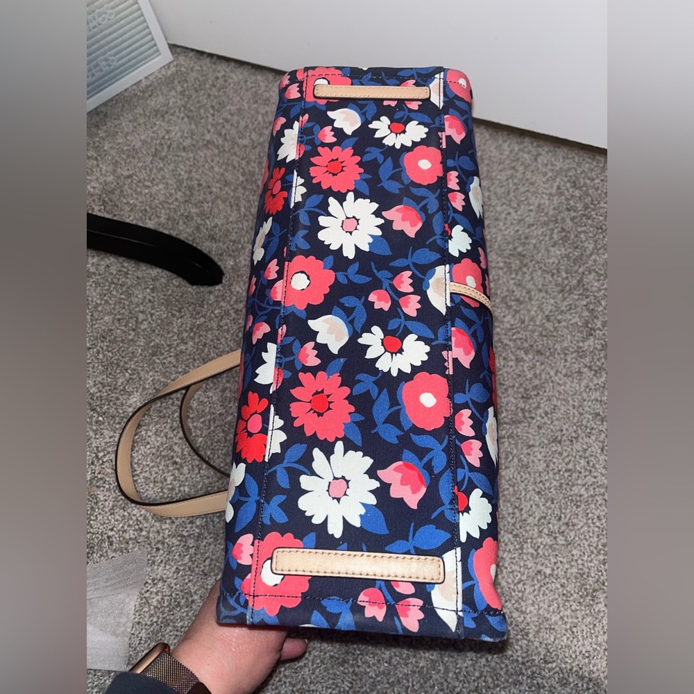 Kate Spade Washington Square Mega Sam Tote Rich Navy Pxru8568 Floral Print - Picture 5 of 10